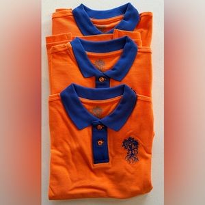 Three size 5t just dads orange with blue trim polo net